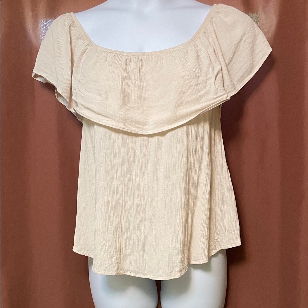 Forever 21 Soft Beige Off-Shoulder Blouse